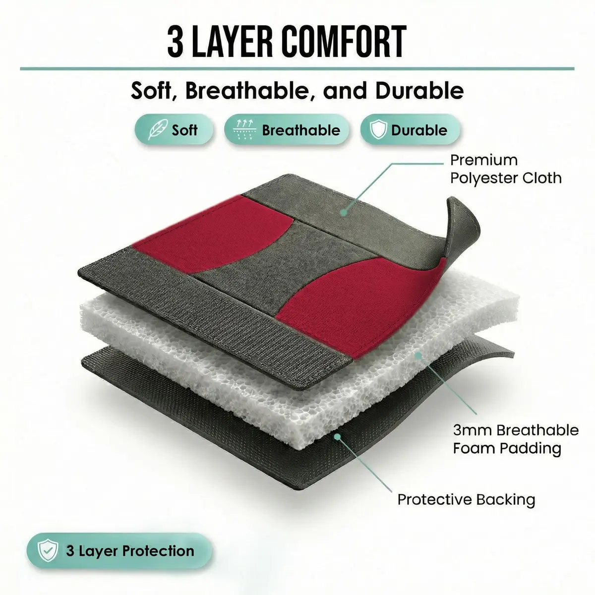FH Group Cloth Car Seat Covers Set, Universal Fit Burgundy | Waterproof & Washable - view 3