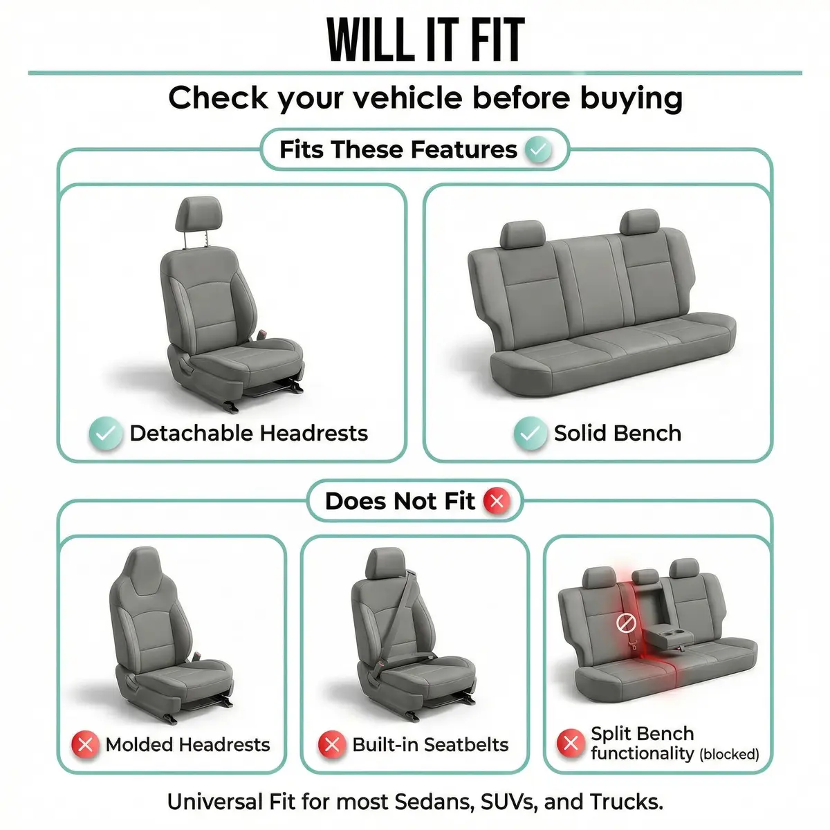 FH Group Cloth Car Seat Covers Set, Universal Fit Burgundy | Waterproof & Washable - view 4