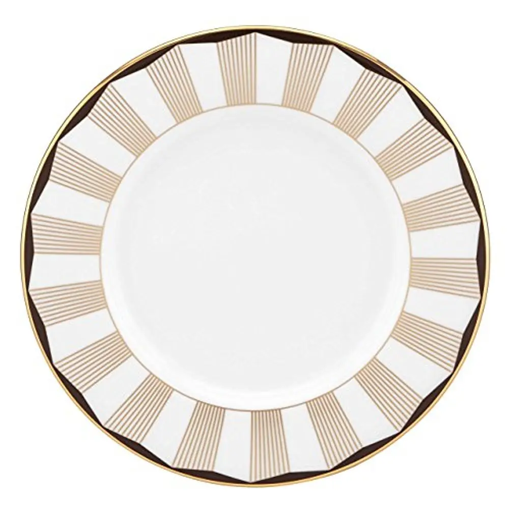 Lenox Audrey Saucer 4.75" White Bone China | Elegant Geometric Pattern with Gold Trim - main product image