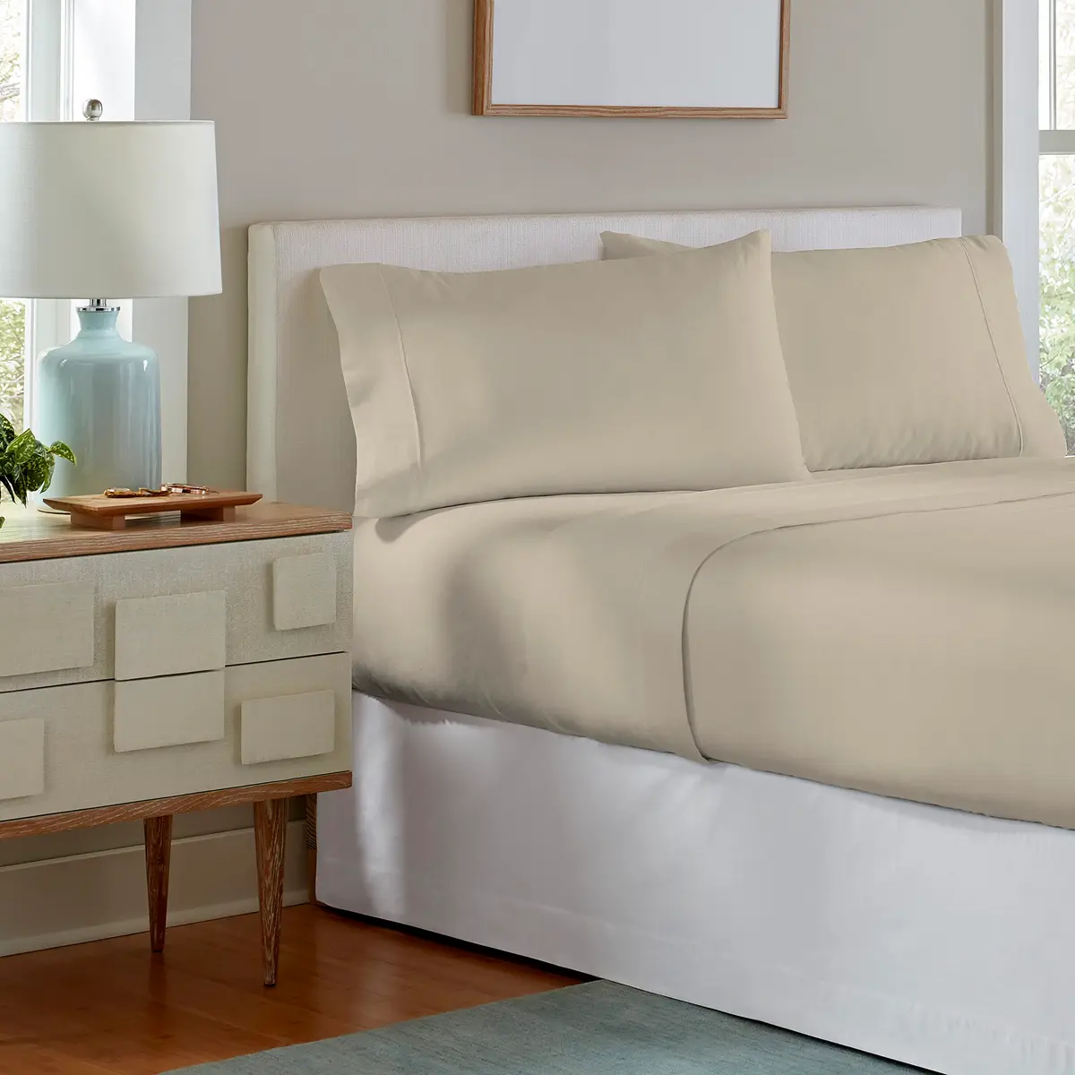 Pointehaven Twin Cotton Flannel Sheet Set | Warm & Cozy 200 GSM, Silver Grey, Pre-Shrunk, Deep Pockets - view 2