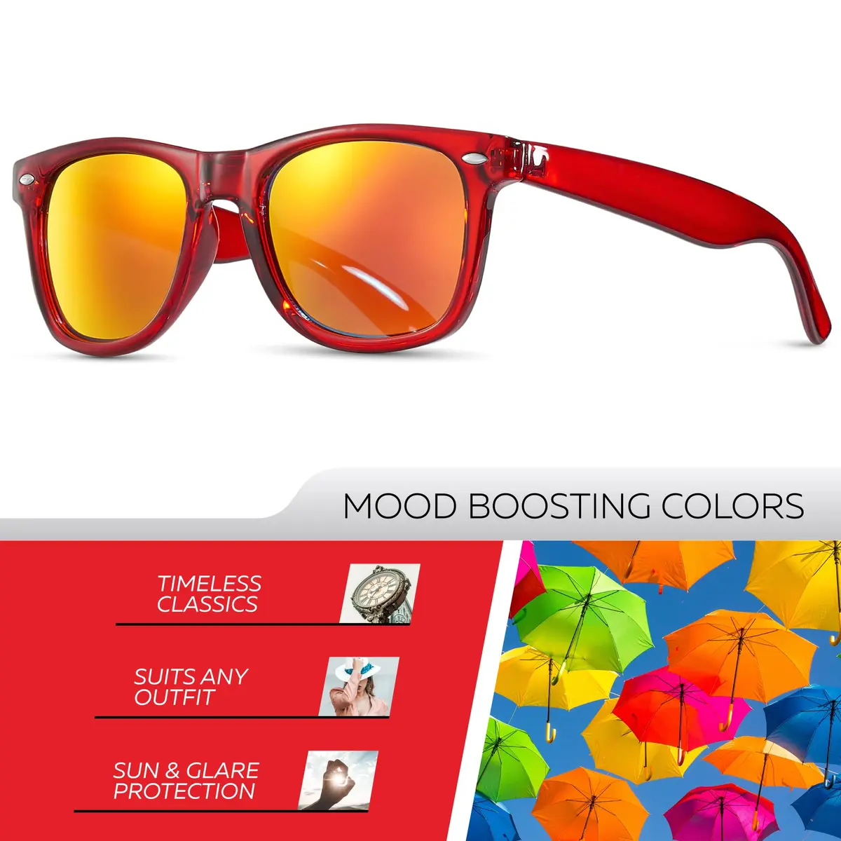 Retro Rewind Colorful Trendy 80s Mirrored Sunglasses for Women Men UV400 | Classic Retro Square Style - view 2