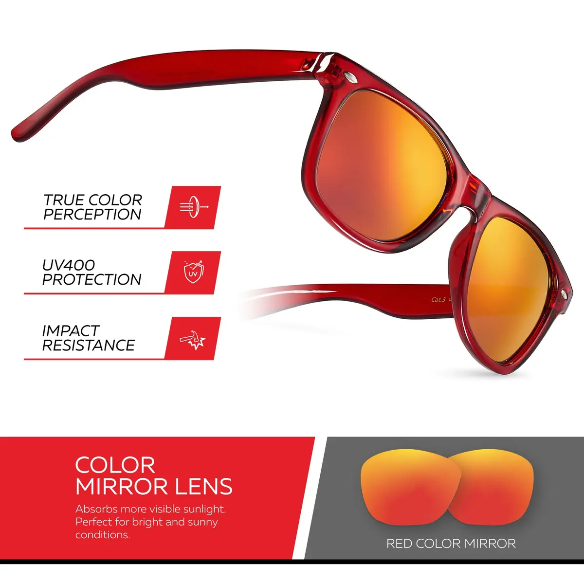 Retro Rewind Colorful Trendy 80s Mirrored Sunglasses for Women Men UV400 | Classic Retro Square Style - view 3