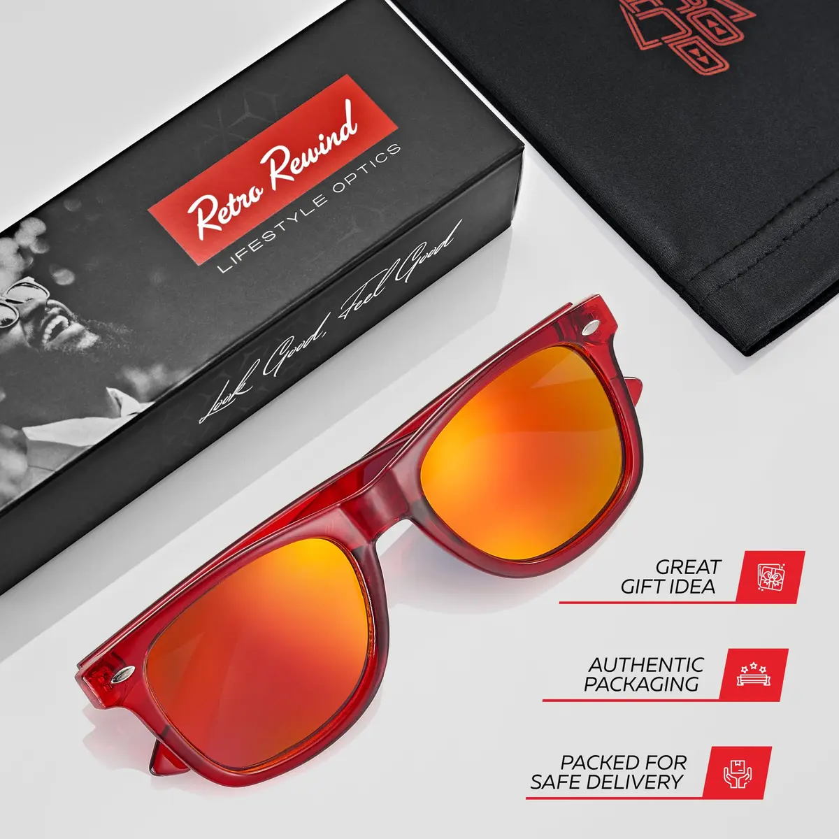 Retro Rewind Colorful Trendy 80s Mirrored Sunglasses for Women Men UV400 | Classic Retro Square Style - view 4