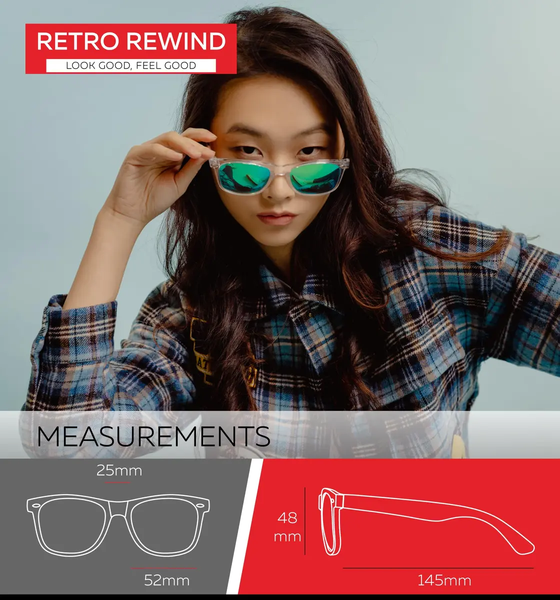 Retro Rewind Colorful Trendy 80s Mirrored Sunglasses for Women Men UV400 | Classic Retro Square Frame, UV Protection, Unisex Fit - view 5