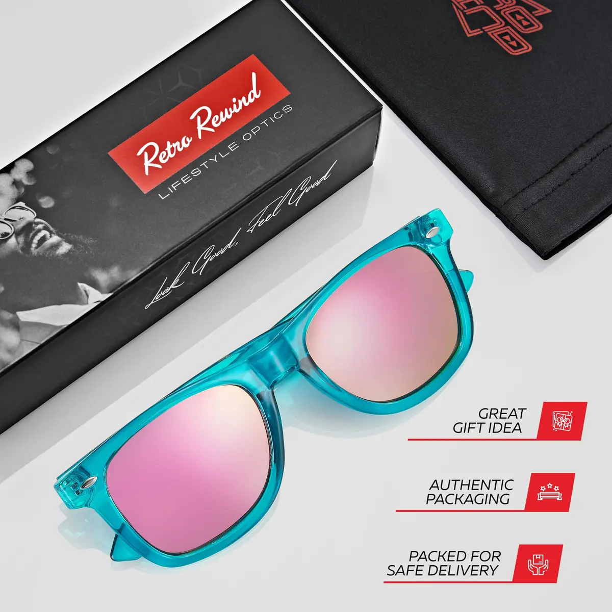 Retro Rewind Colorful Trendy 80s Mirrored Sunglasses for Women Men UV400 | Classic Retro Square Frame, UV Protection, Unisex Fit - view 4