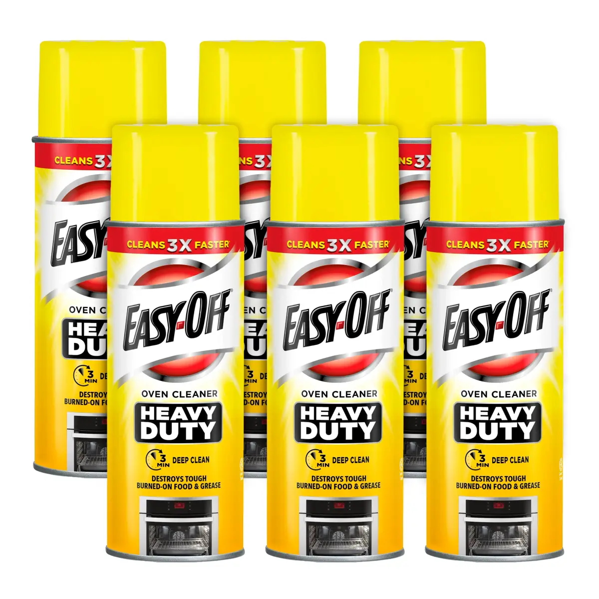 Easy-Off Heavy Duty Oven Cleaner Spray 14.5 oz (6-Pack, Lemon) | Tough Grease & Baked-On Food Removal - main product image