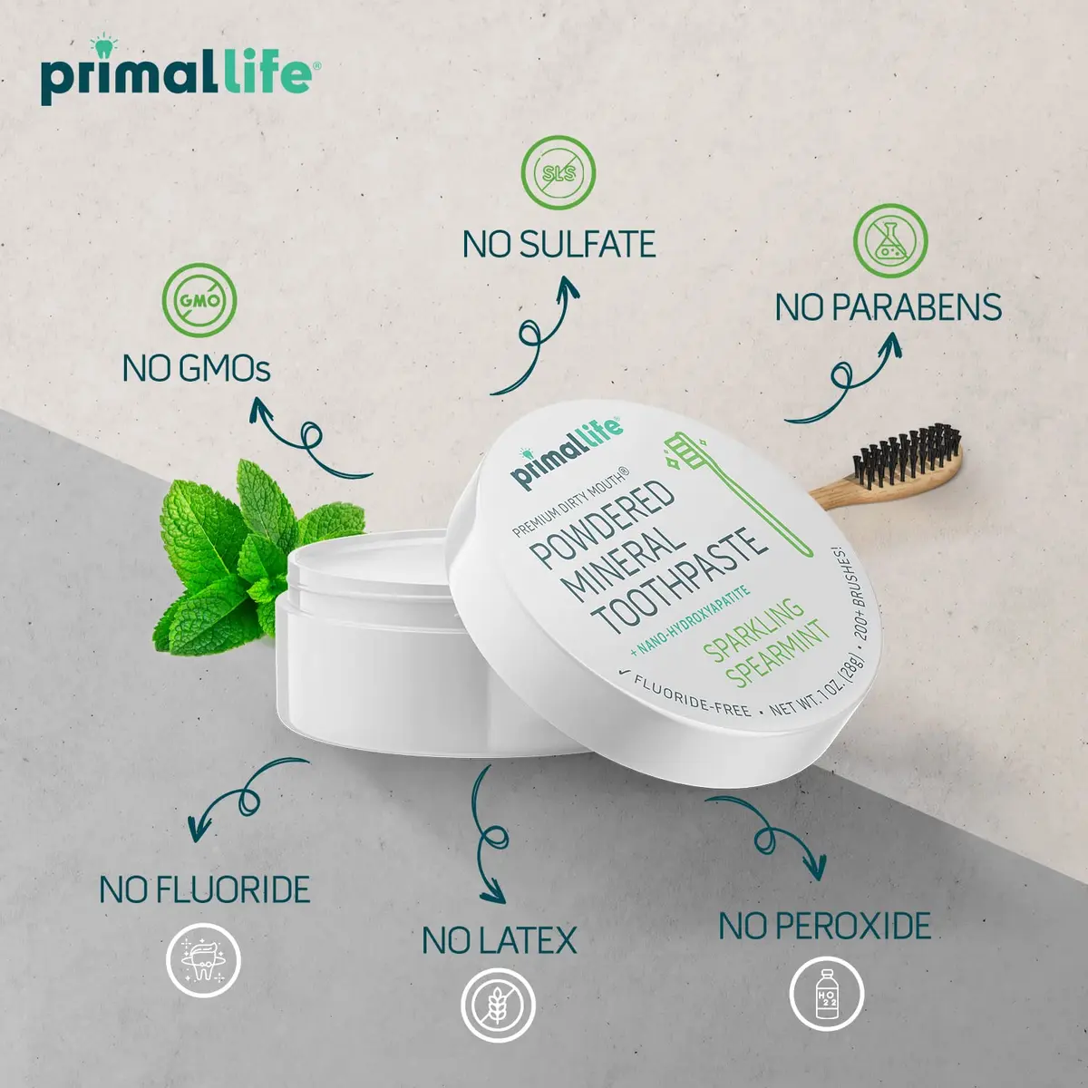 Primal Life Organics - Dirty Mouth Toothpowder Spearmint 1 oz | Organic, Vegan, Paleo Oral Care - view 5