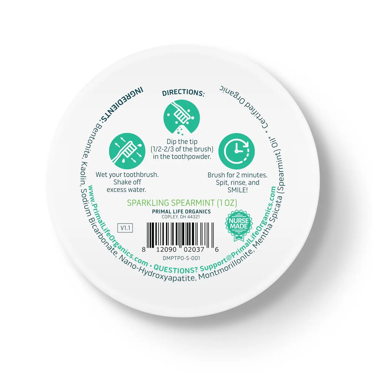 Primal Life Organics - Dirty Mouth Toothpowder Spearmint 1 oz | Organic, Vegan, Paleo Oral Care - view 8