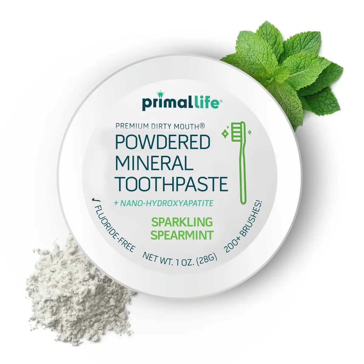Primal Life Organics - Dirty Mouth Toothpowder Spearmint 1 oz | Organic, Vegan, Paleo Oral Care - view 2