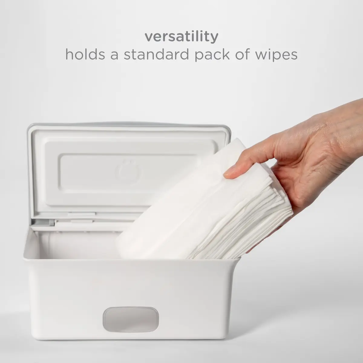 Ubbi Baby Wipes Dispenser with Weighted Plate, Gray | Easy One-Handed Wipe Access - view 7
