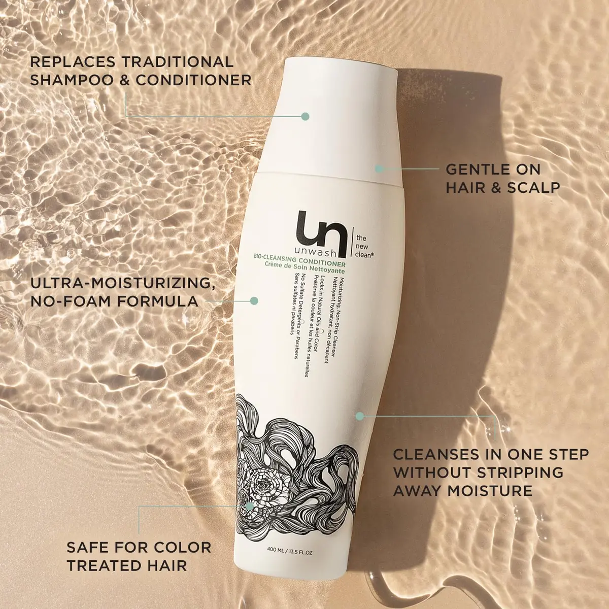 unwash Bio-Cleansing Conditioner 13.5 fl oz | Gentle, Hydrating Co-Wash for Curly & Dry Hair - view 4