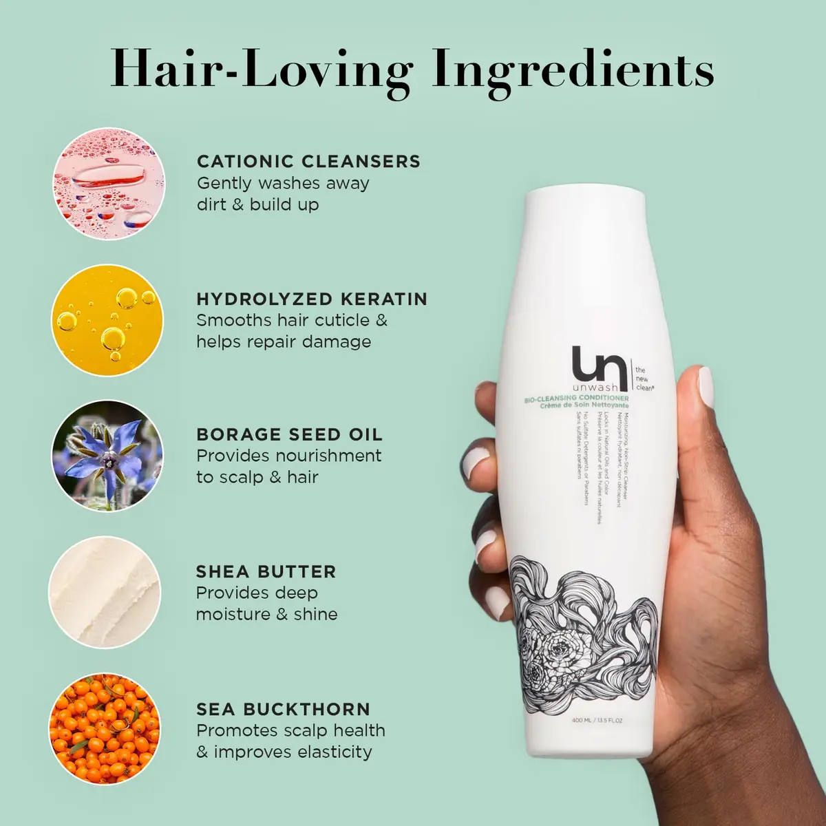 unwash Bio-Cleansing Conditioner 13.5 fl oz | Gentle, Hydrating Co-Wash for Curly & Dry Hair - view 6