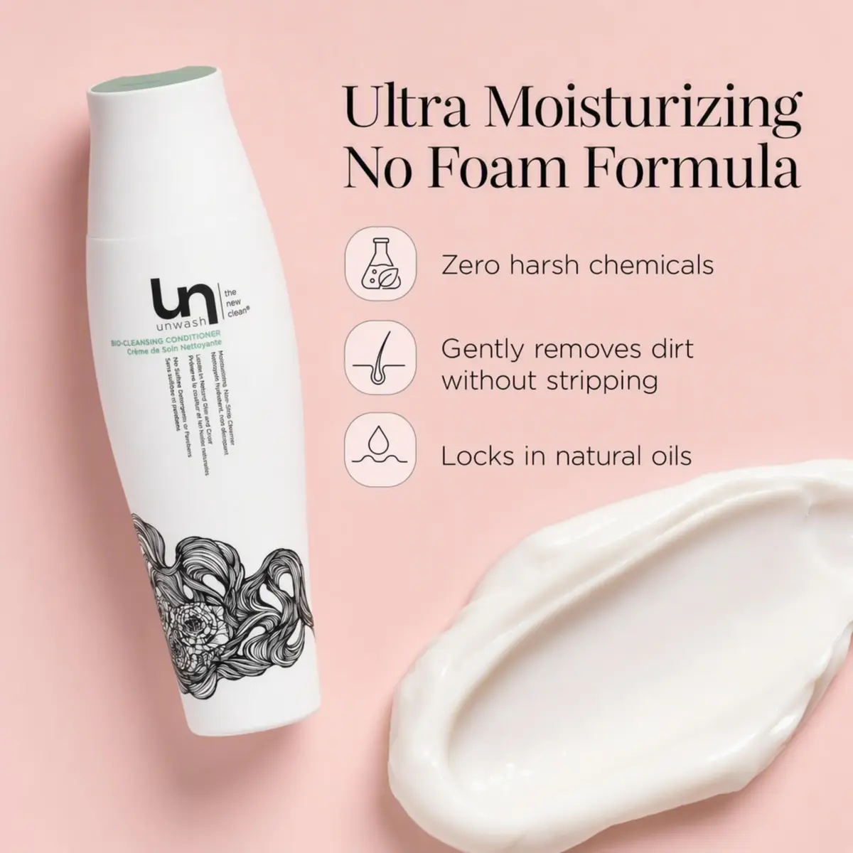 unwash Bio-Cleansing Conditioner 13.5 fl oz | Gentle, Hydrating Co-Wash for Curly & Dry Hair - view 3