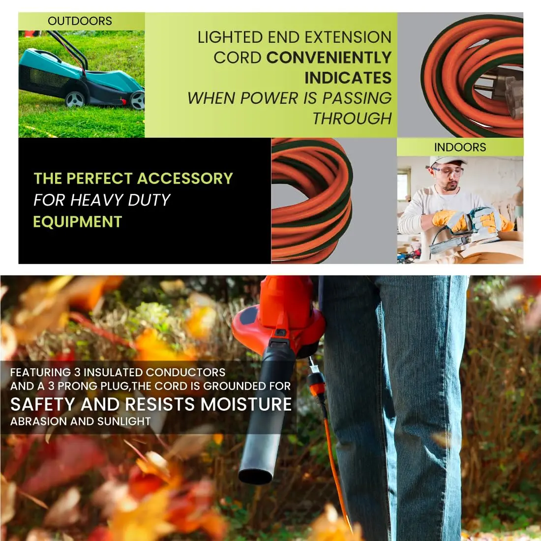 GoGreen Power GG-13725 25 ft (7.62 m) Outdoor Extension Cord with Lighted End | Heavy Duty Contractor Grade 16/3 SJTW - view 7