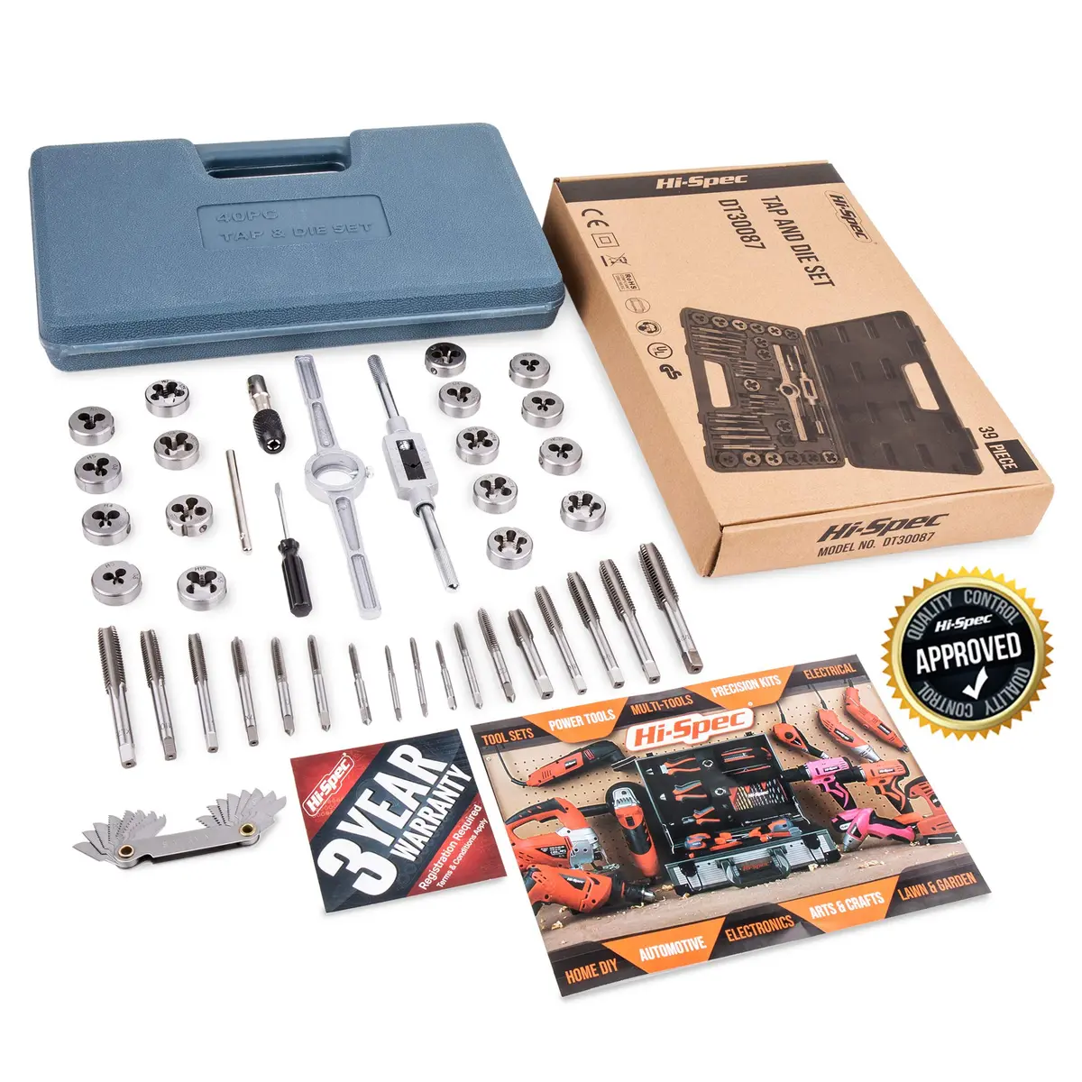 Hi-Spec 39 Piece SAE & Metric Tap & Die Set with Screw Pitch Gauge | Cut, Chase & Thread Metals - view 7