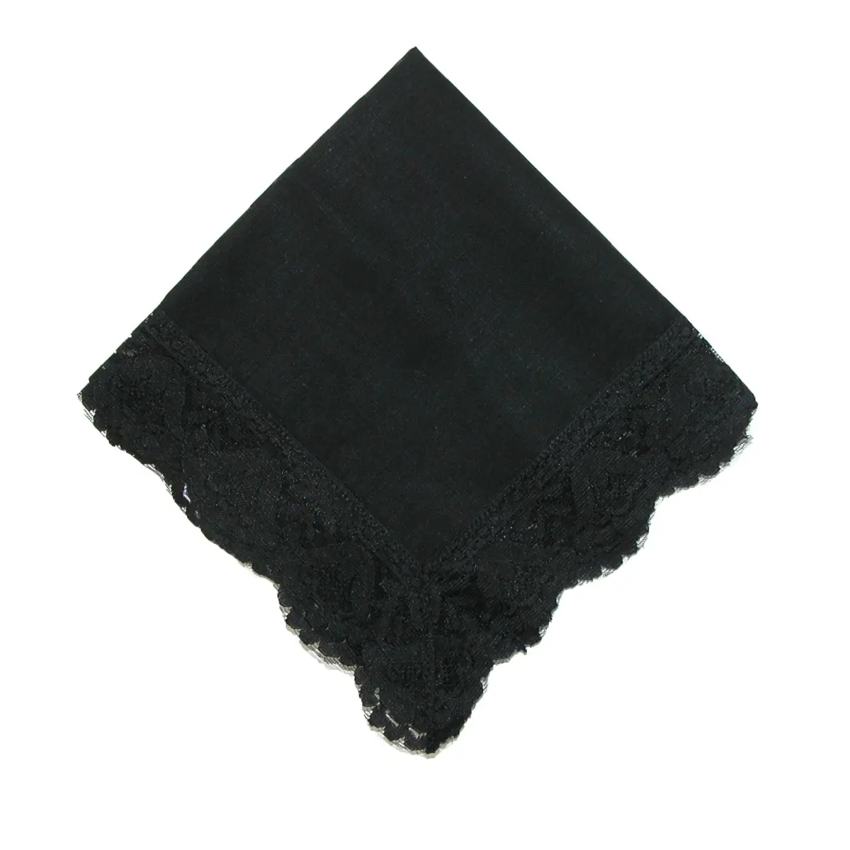 CTM Women's Twilight Beauty Black Lace Handkerchief 11.5 x 11.5 in | Elegant memorial accessory - main product image