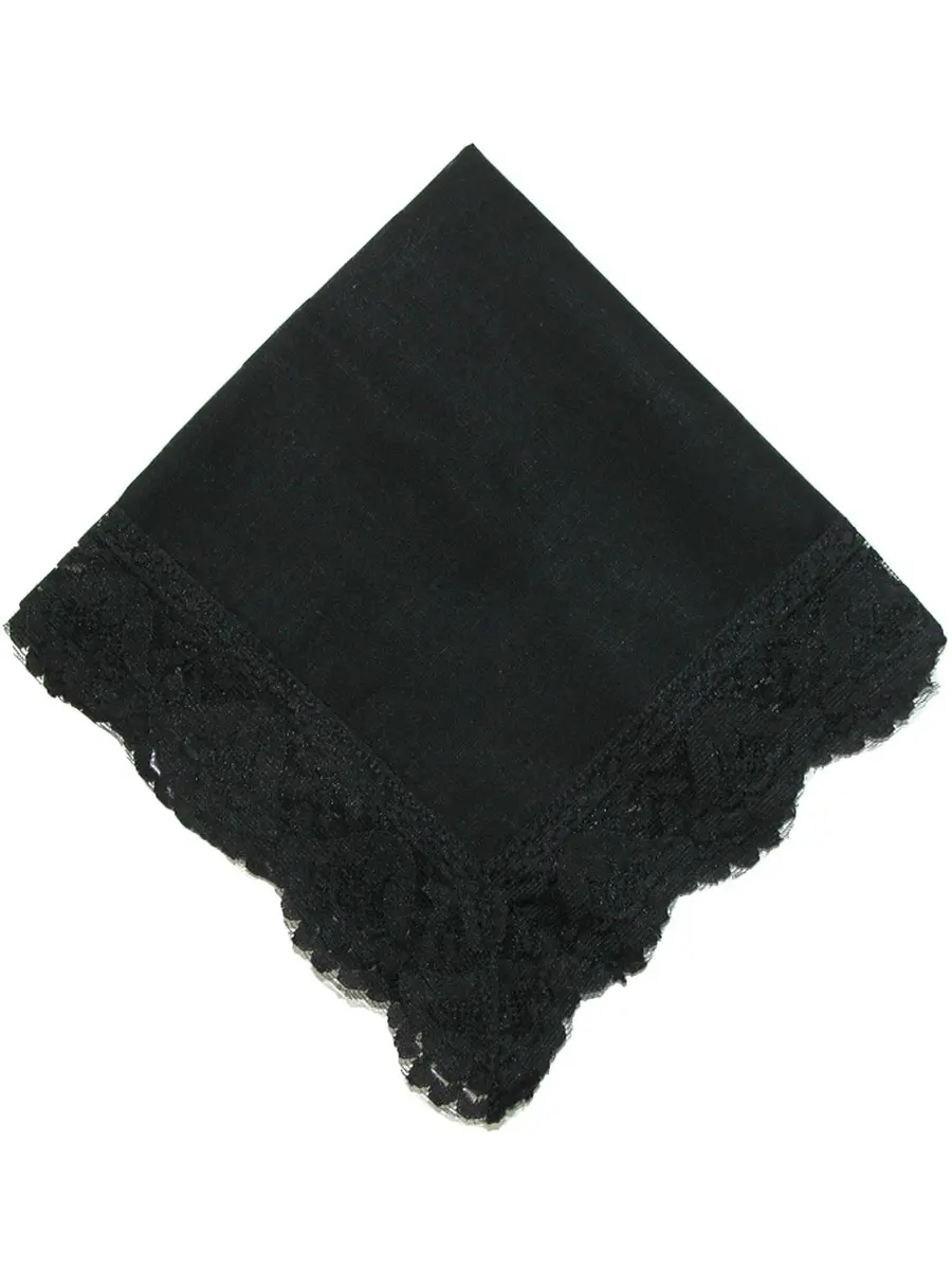 CTM Women's Twilight Beauty Black Lace Handkerchief 11.5 x 11.5 in | Elegant memorial accessory - view 5