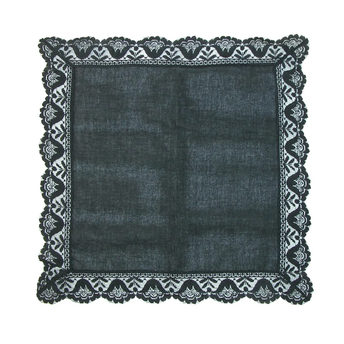 CTM Women's Twilight Beauty Black Lace Handkerchief 11.5 x 11.5 in | Elegant memorial accessory - view 2