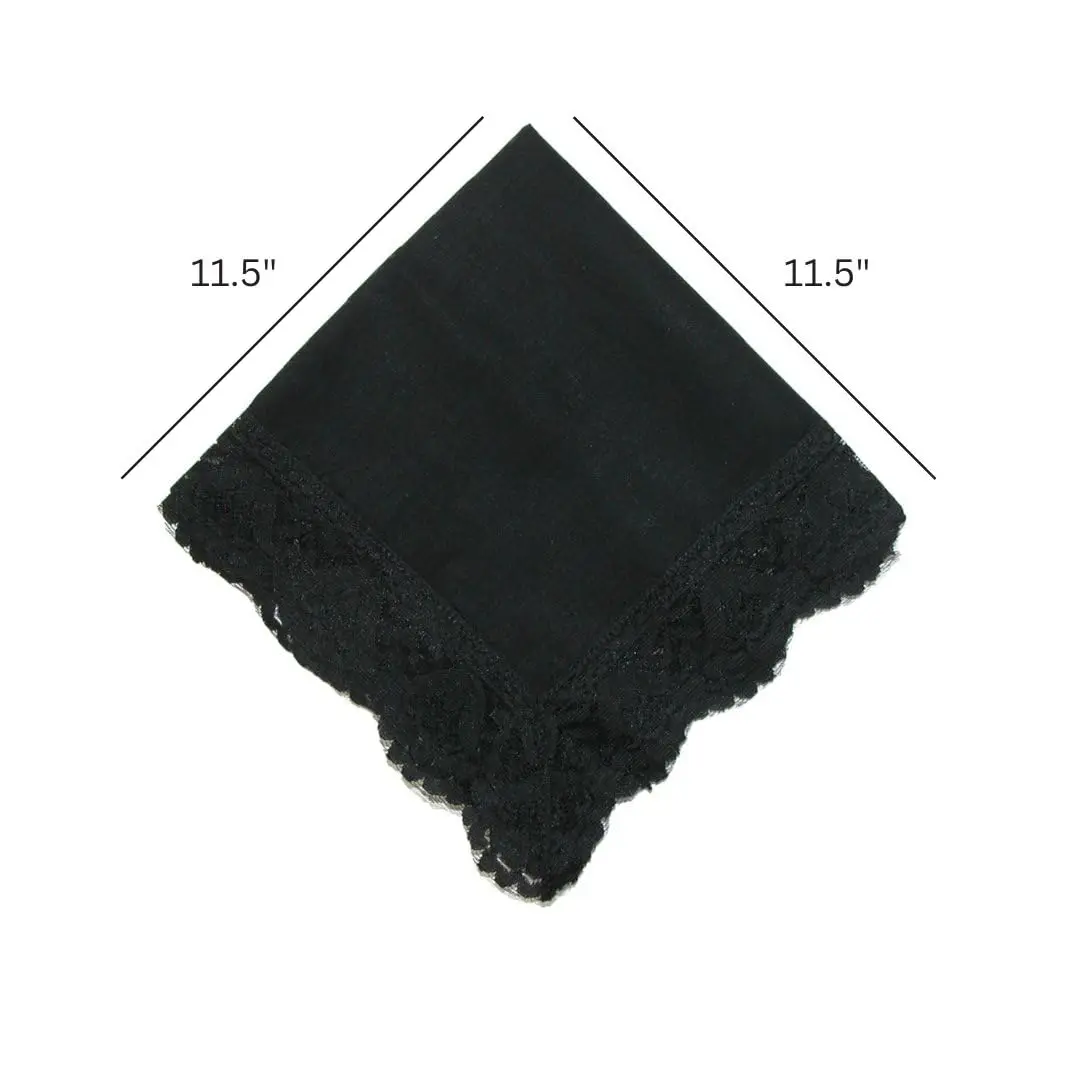 CTM Women's Twilight Beauty Black Lace Handkerchief 11.5 x 11.5 in | Elegant memorial accessory - view 3