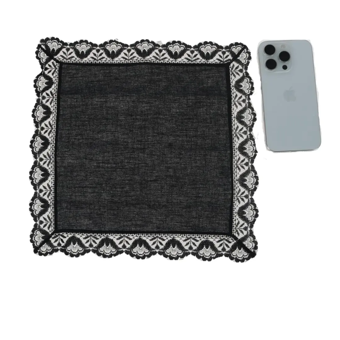 CTM Women's Twilight Beauty Black Lace Handkerchief 11.5 x 11.5 in | Elegant memorial accessory - view 4