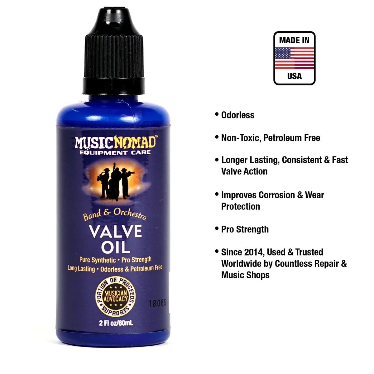 MusicNomad Premium Valve Oil, 2 oz (MN703) | Long-Lasting Synthetic Formula for Brass Instruments - view 2