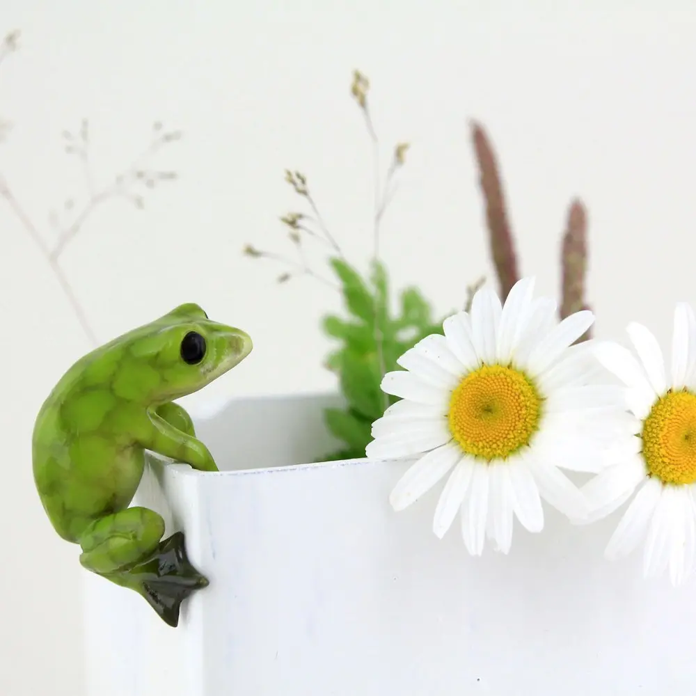 Top Collection Miniature Fairy Garden and Terrarium Frog Flower Pot and Vase Hugger, Mini | Hand-Painted Resin Fairy Figurine, 1.5" - main product image