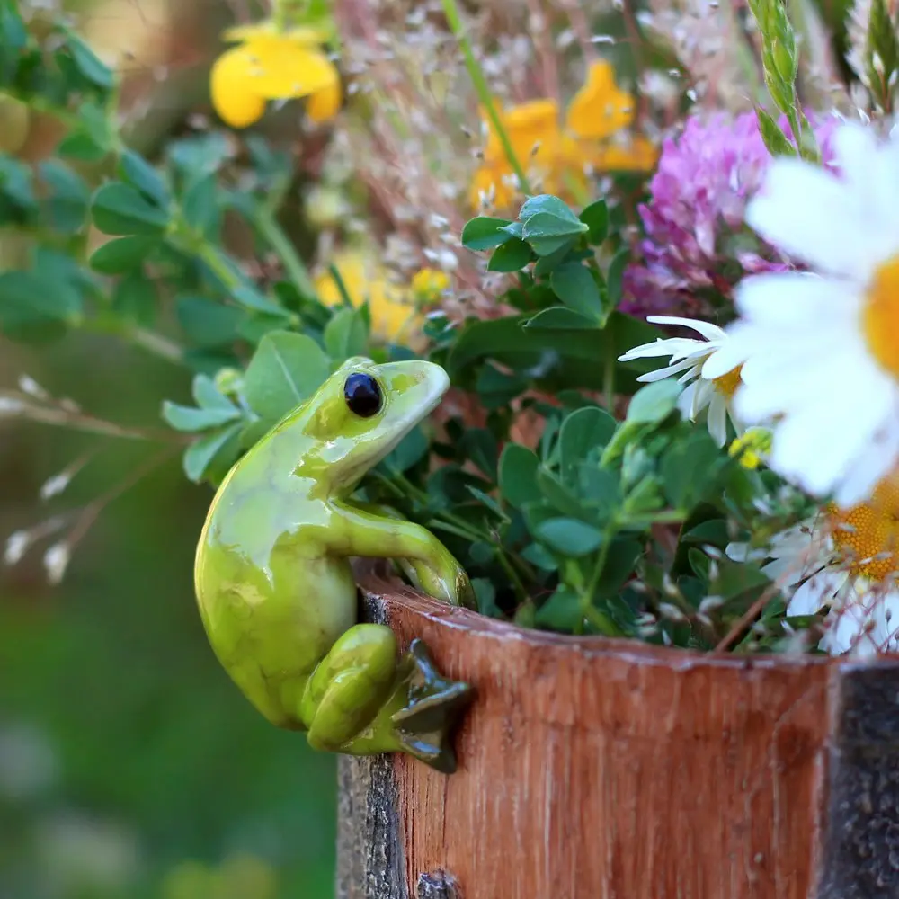 Top Collection Miniature Fairy Garden and Terrarium Frog Flower Pot and Vase Hugger, Mini | Hand-Painted Resin Fairy Figurine, 1.5" - view 2
