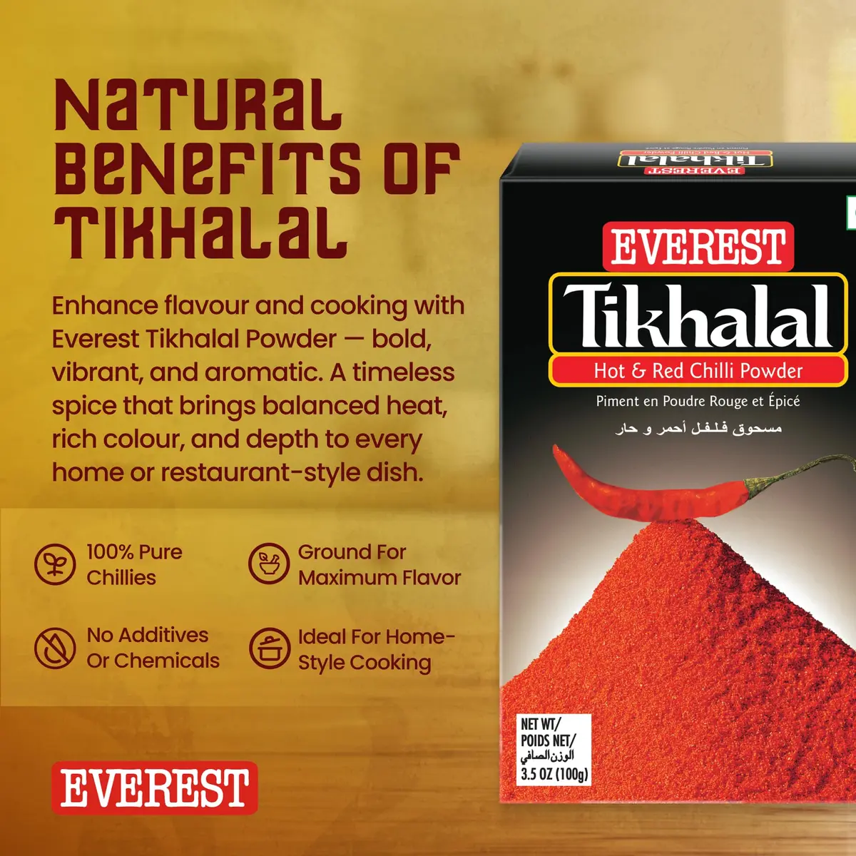 Everest Tikhalal Chilli Powder 500g (17.6 oz) | Authentic Indian Spice - view 6