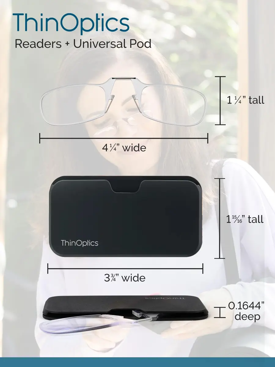ThinOptics Pod Reading Glasses - Slim Armless Pocket Readers 2x | Ultra-Light, Portable & Durable - view 5
