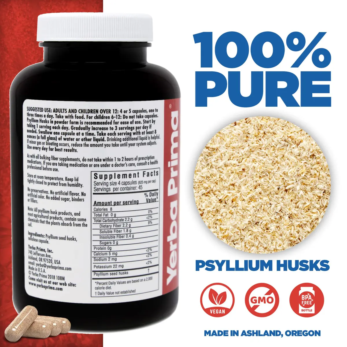 Yerba Prima Psyllium Husks Veg Caps - 720 Count | Vegan, Non-GMO, Gluten Free for Gut & Heart Health - view 7
