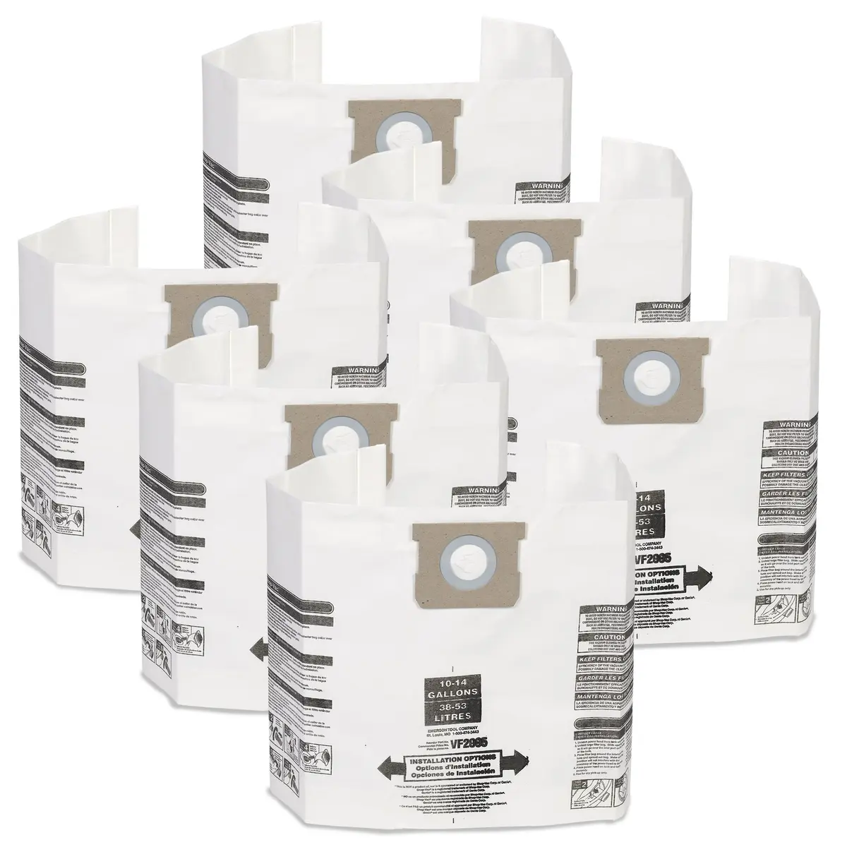 MULTI FIT VF2005TP 10-14 Gal. Wet Dry Shop Vacuum Dust Collection Bags | 6-Pack for Dry Use - main product image
