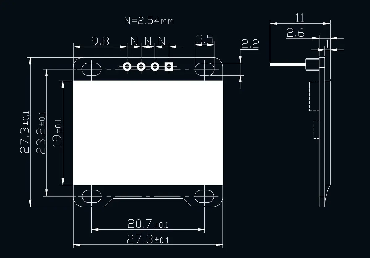 DIYmall 0.96" OLED Module I2C 128x64 Display for Arduino, Raspberry Pi | 3.3-5V, White - view 4