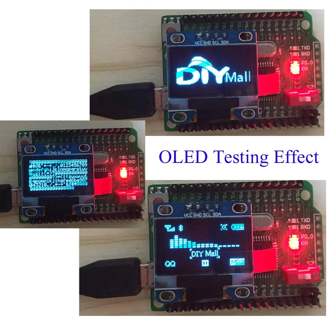 DIYmall 0.96" OLED Module I2C IIC Serial 128X64 OLED Display Module SSD1306 Driver for Arduino 51 MSP420 STIM32 SCR Raspberry PI (1pc X Blue) - view 4