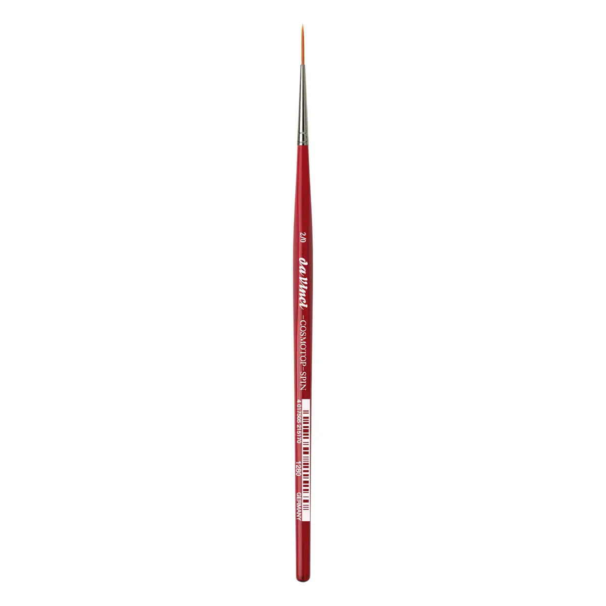 da Vinci Watercolor Series 1280 CosmoTop Spin Paint Brush, Size 2/0 | Synthetic Liner with Red Handle, Medium Needle-Sharp (en_US) - main product image