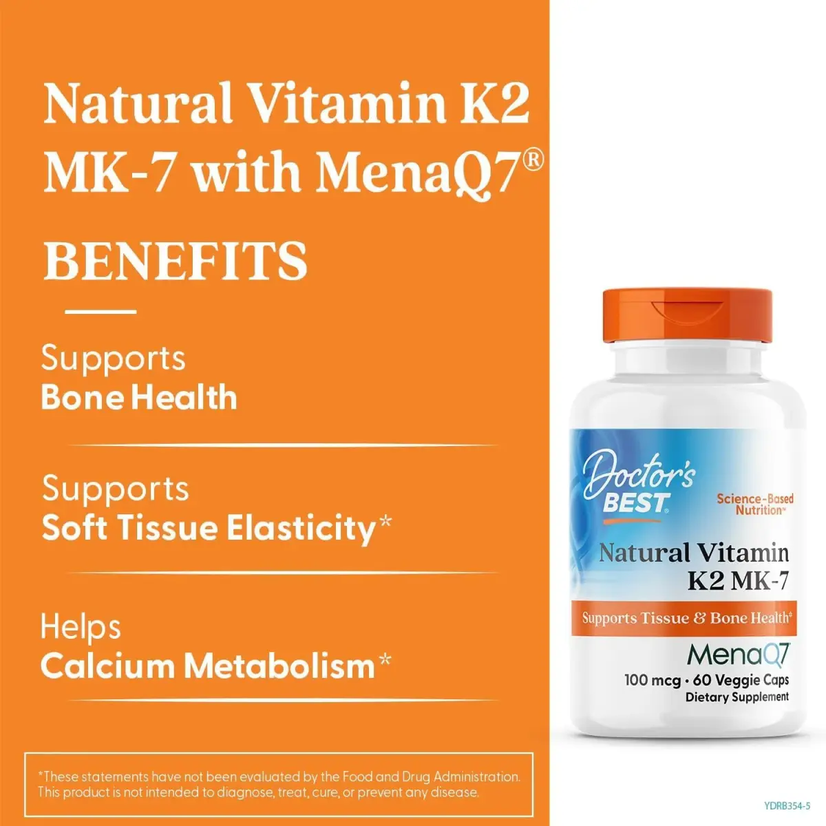 Doctor's Best Natural Vitamin K2 MK-7 Supplement 100 mcg (60 Veg Caps) | Bone & Soft Tissue Support with MenaQ7 - view 2