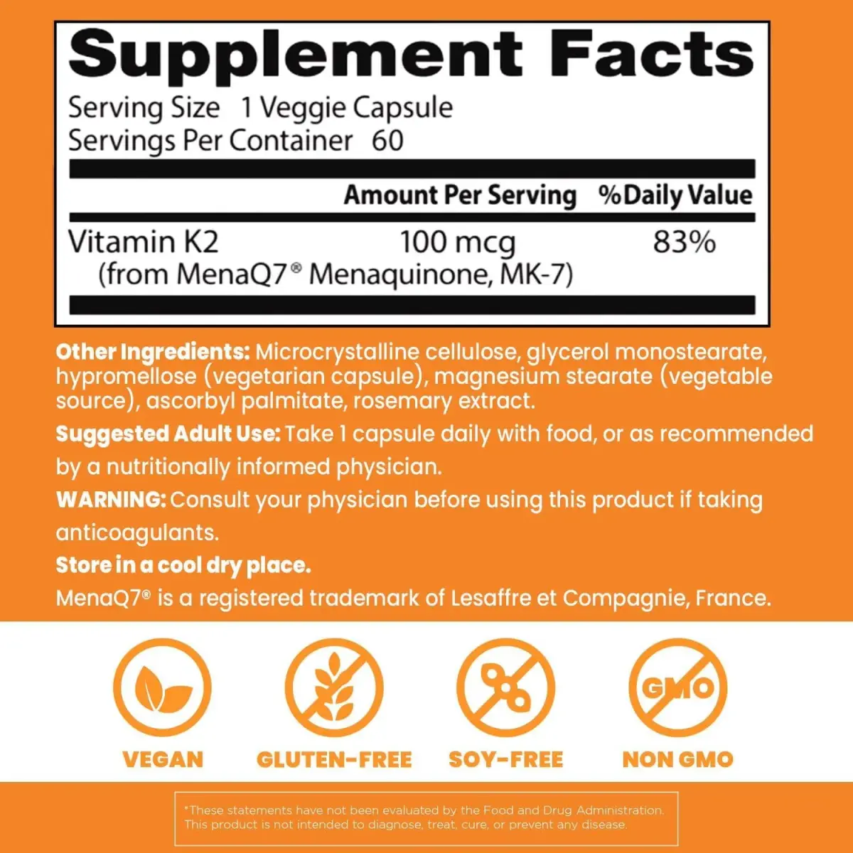 Doctor's Best Natural Vitamin K2 MK-7 Supplement 100 mcg (60 Veg Caps) | Bone & Soft Tissue Support with MenaQ7 - view 3