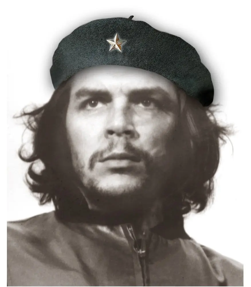 Che Guevara Store Black Original Beret with Silver Star, Large Size 60-63 cm (23.5-24.8") | Handmade Wool Military Style - main product image