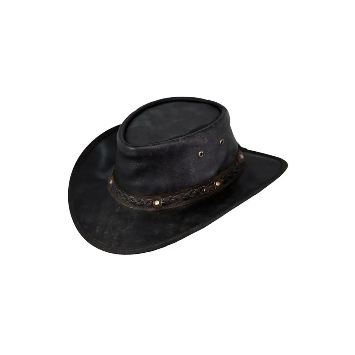 Outback Trading Company Iron Bark Leather Cowboy Hat Medium Chocolate | UPF 50 Sun Protection - main product image