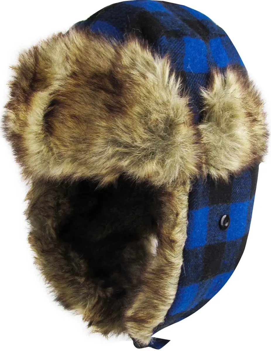 KBETHOS KBW-604 Roy-BLK Lumberjack Plaid Aviator Trapper Hat One Size | Classic Winter Style with Ear Flaps - main product image