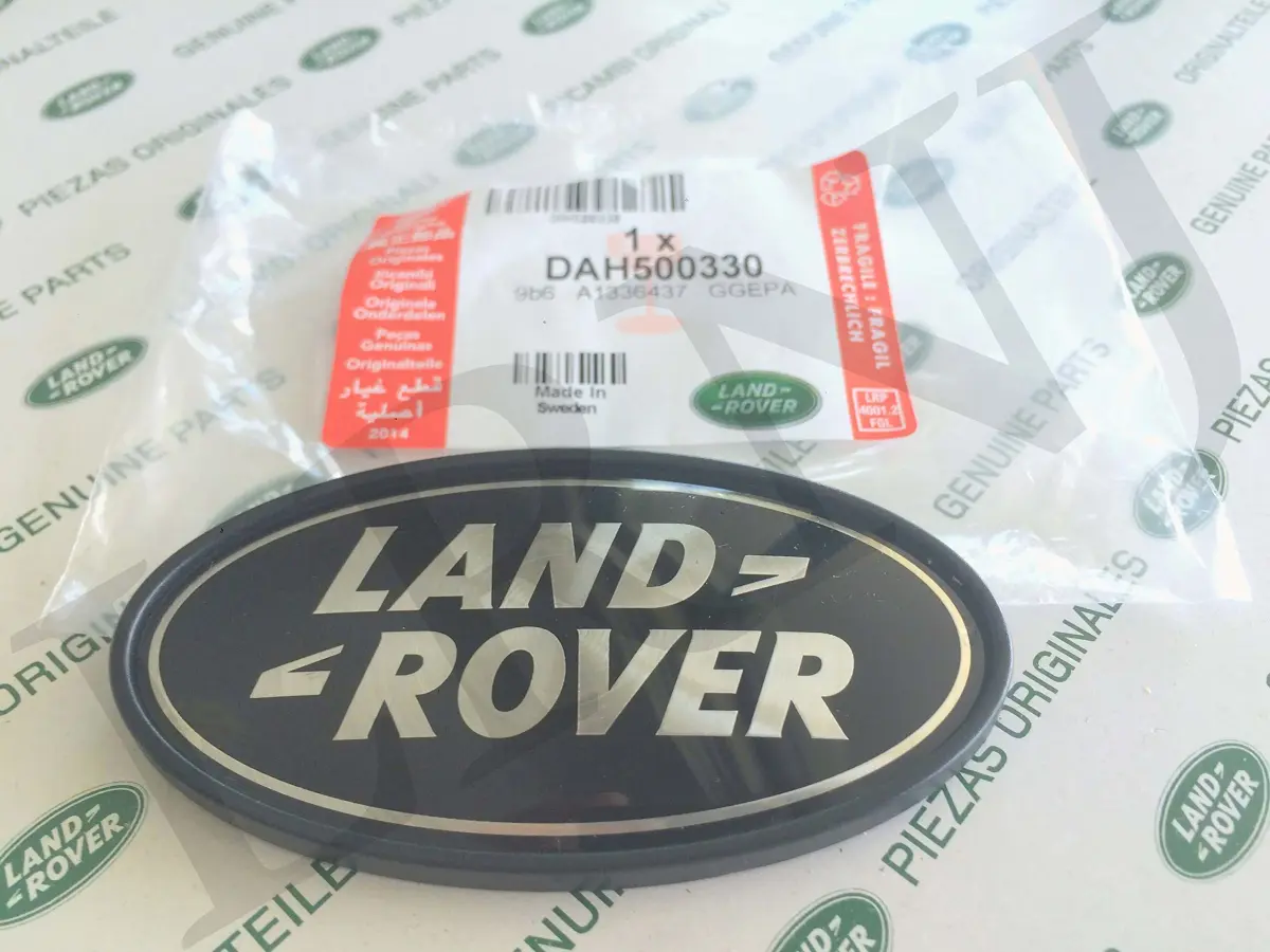 Land Rover Rear Body Oval Badge Black on Silver | Genuine Part DAH500330 - view 2