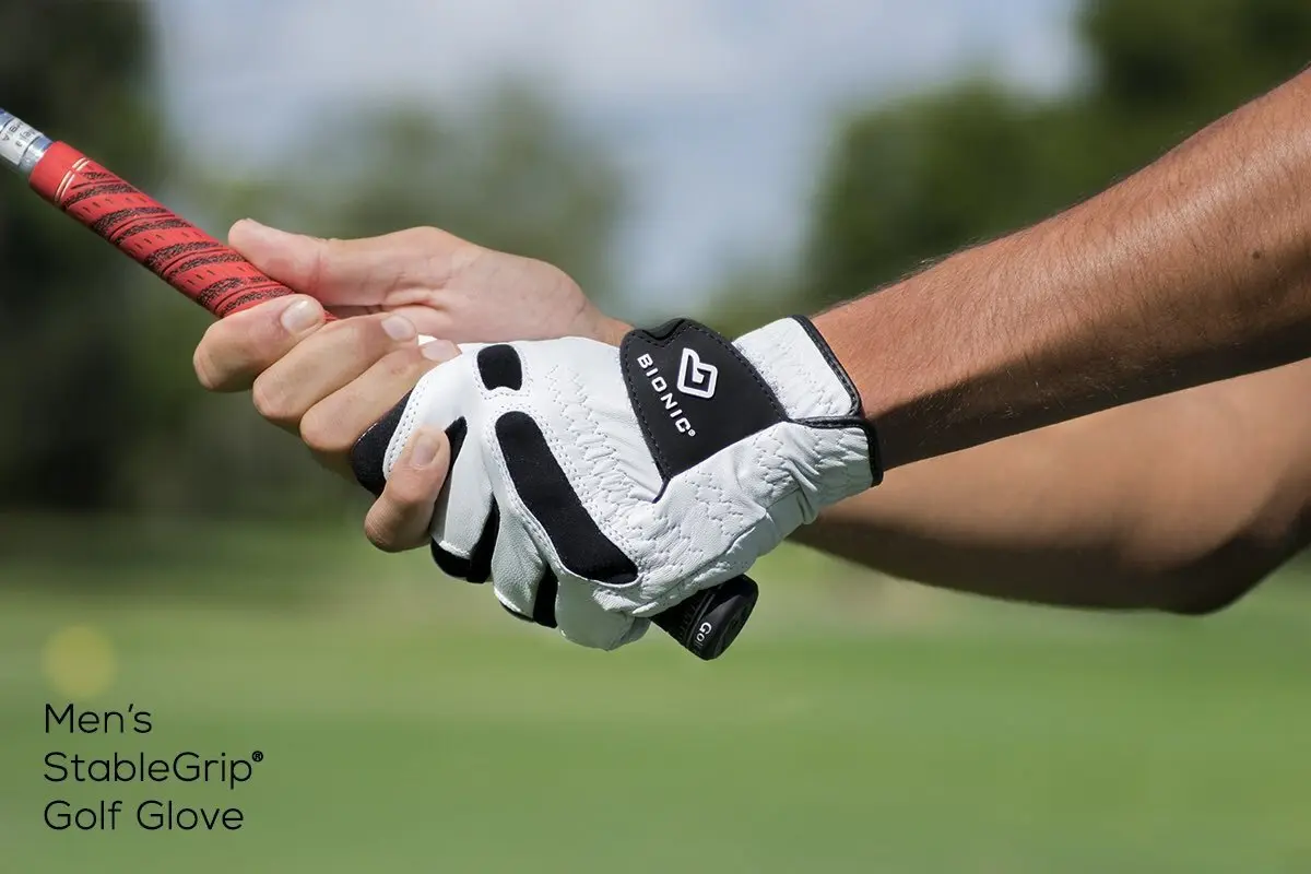 Bionic Men's StableGrip Golf Glove White Large | Patented Natural Fit Leather Support - view 5