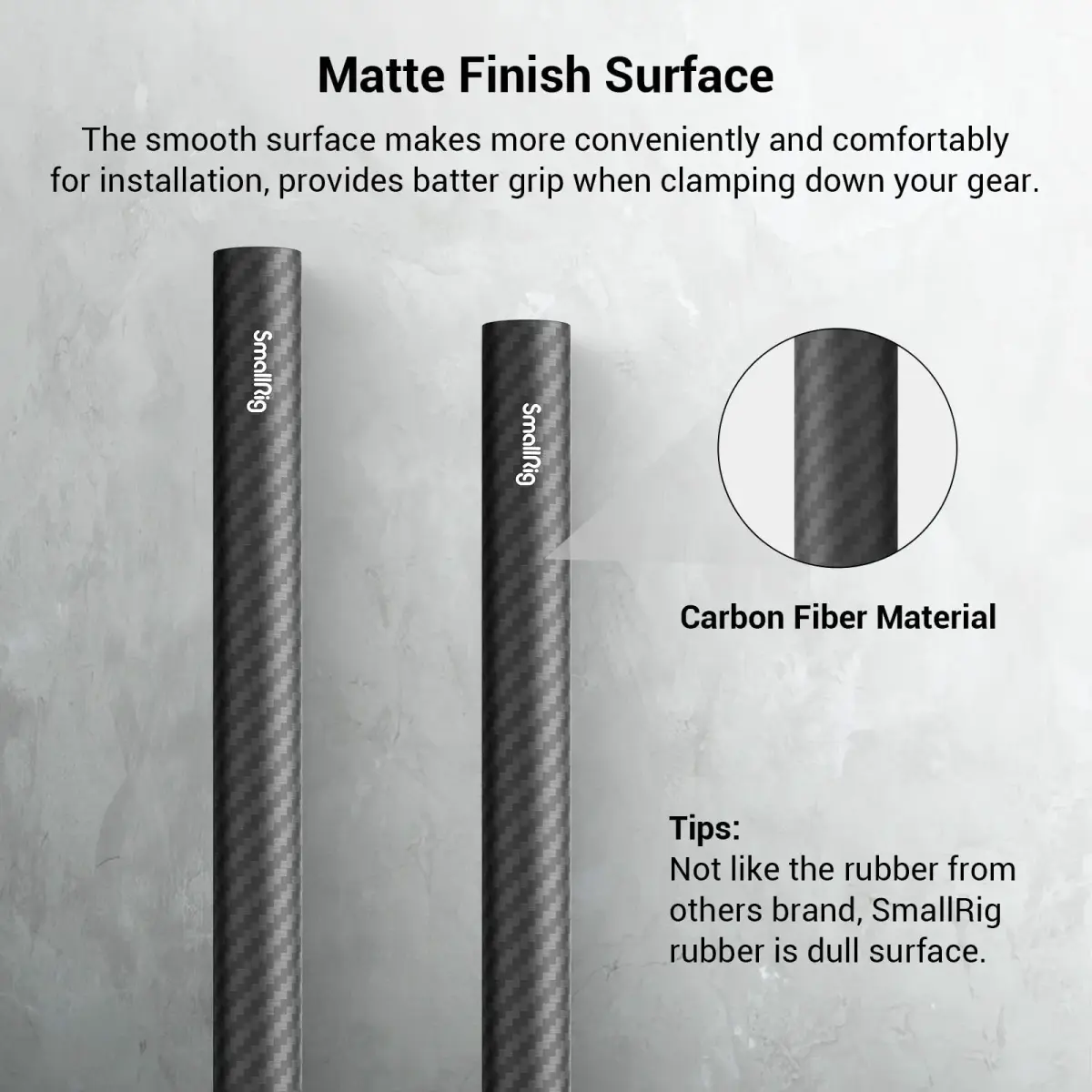 SMALLRIG 15mm Carbon Fiber Rod (Non-Thread), 20cm (8") Long, Pack of 2 | Lightweight & Rigid Camera Support - view 3