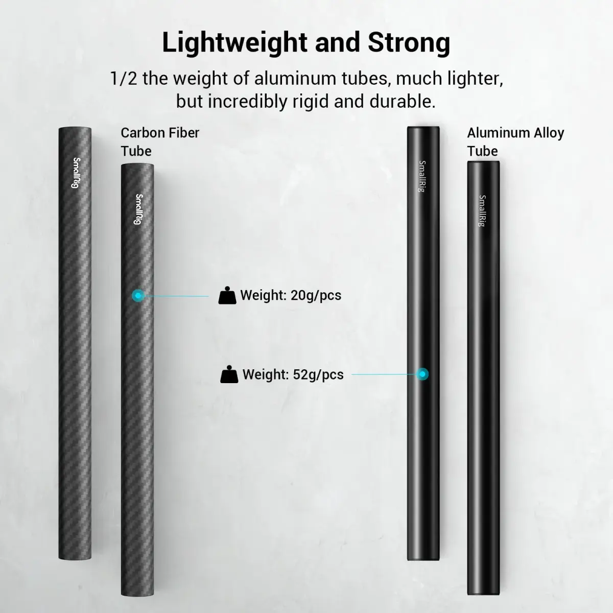 SMALLRIG 15mm Carbon Fiber Rod (Non-Thread), 20cm (8") Long, Pack of 2 | Lightweight & Rigid Camera Support - view 4