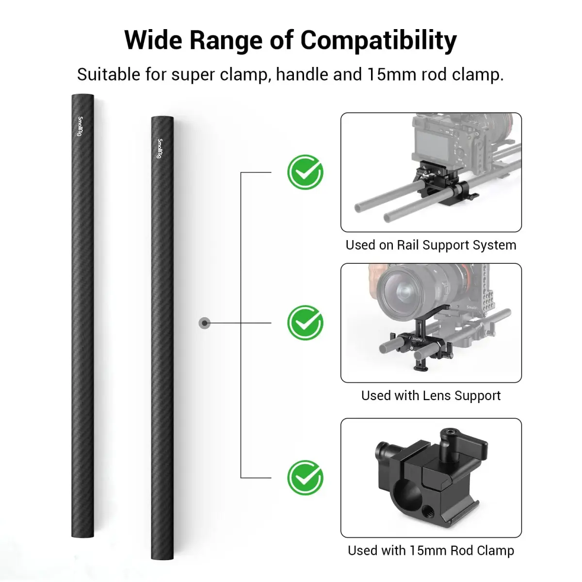 SmallRig 15mm Carbon Fiber Rods 30cm (12") Pack of 2 | Lightweight & Rigid Camera Support - view 5