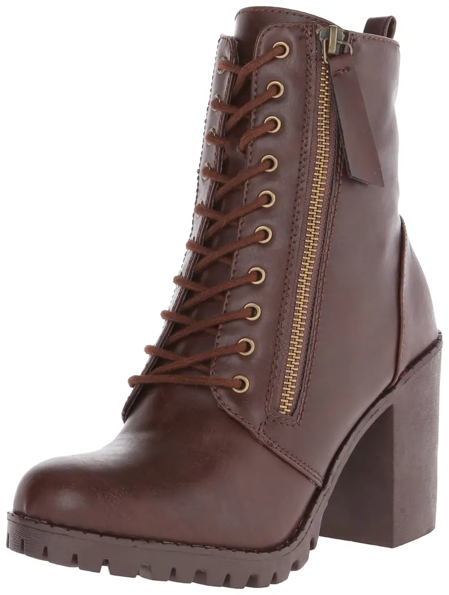 Soda Women's Malia Combat Boot, Brown Polyurethane, Size 7 | Casual Military-Inspired Style - main product image