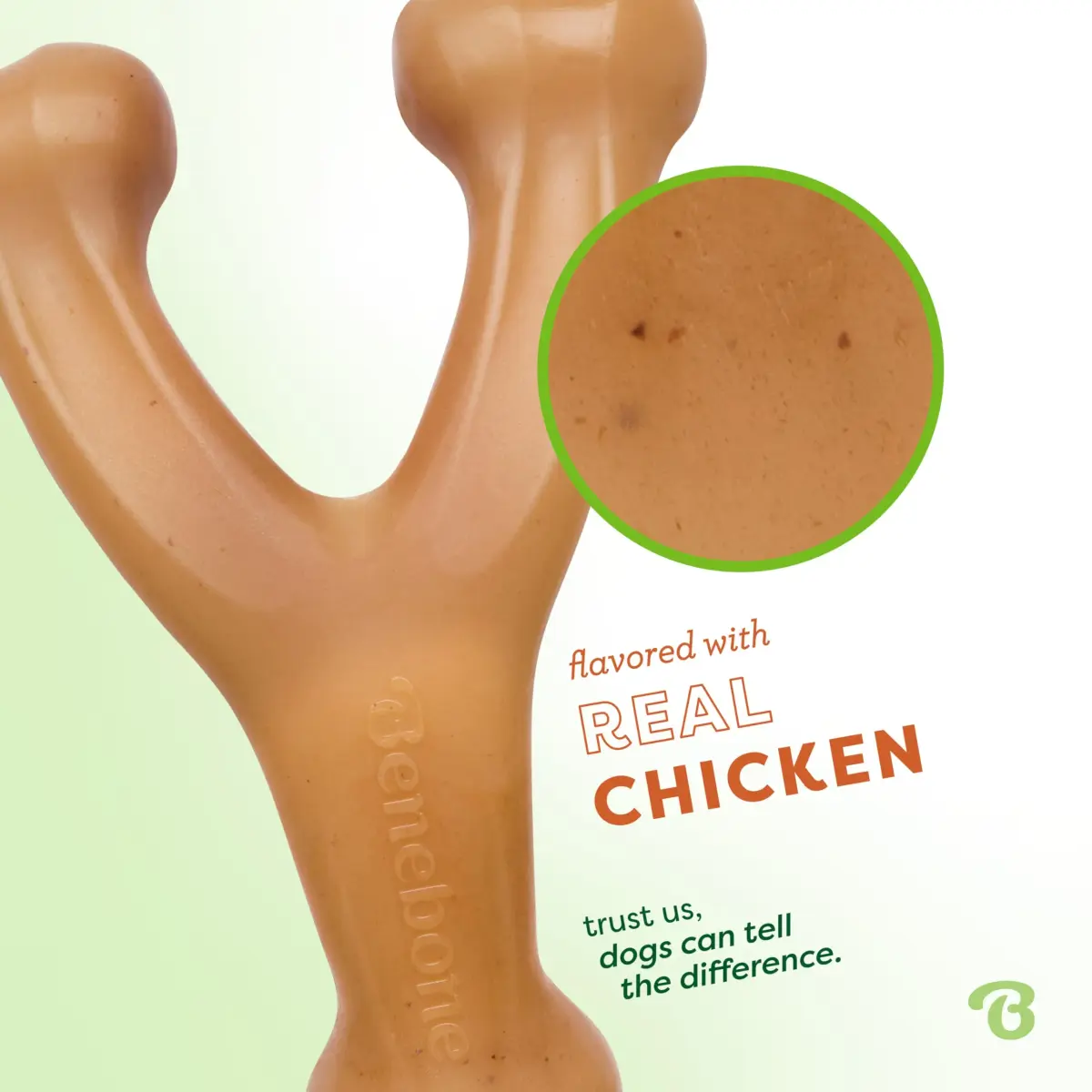 Benebone Wishbone Durable Dog Chew Toy for Aggressive Chewers, Real Chicken Flavor, Medium, 17cm (6.7in) - view 2