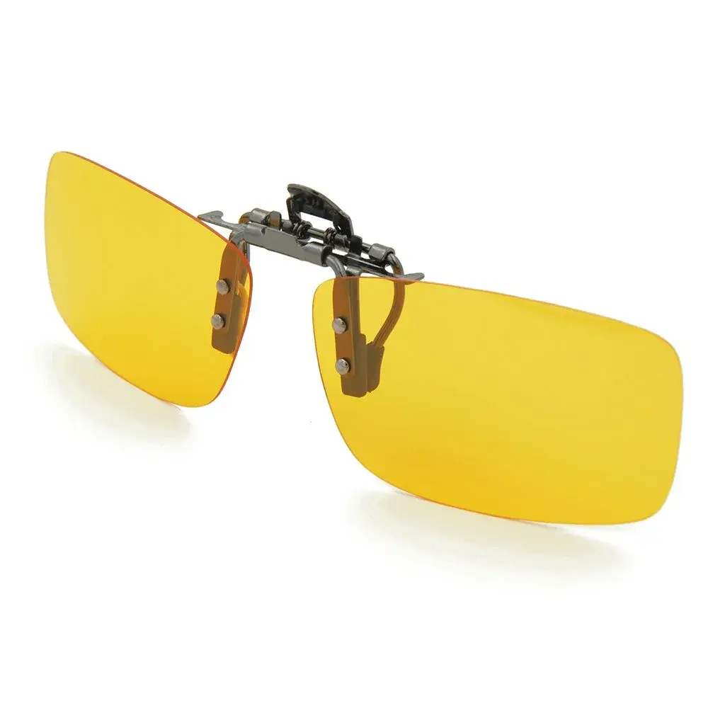 Besgoods Yellow Night Vision Polarized Clip-on Flip-up Sunglasses Glasses 60mm (2.36in) | Enhances Clarity for Night Driving - main product image