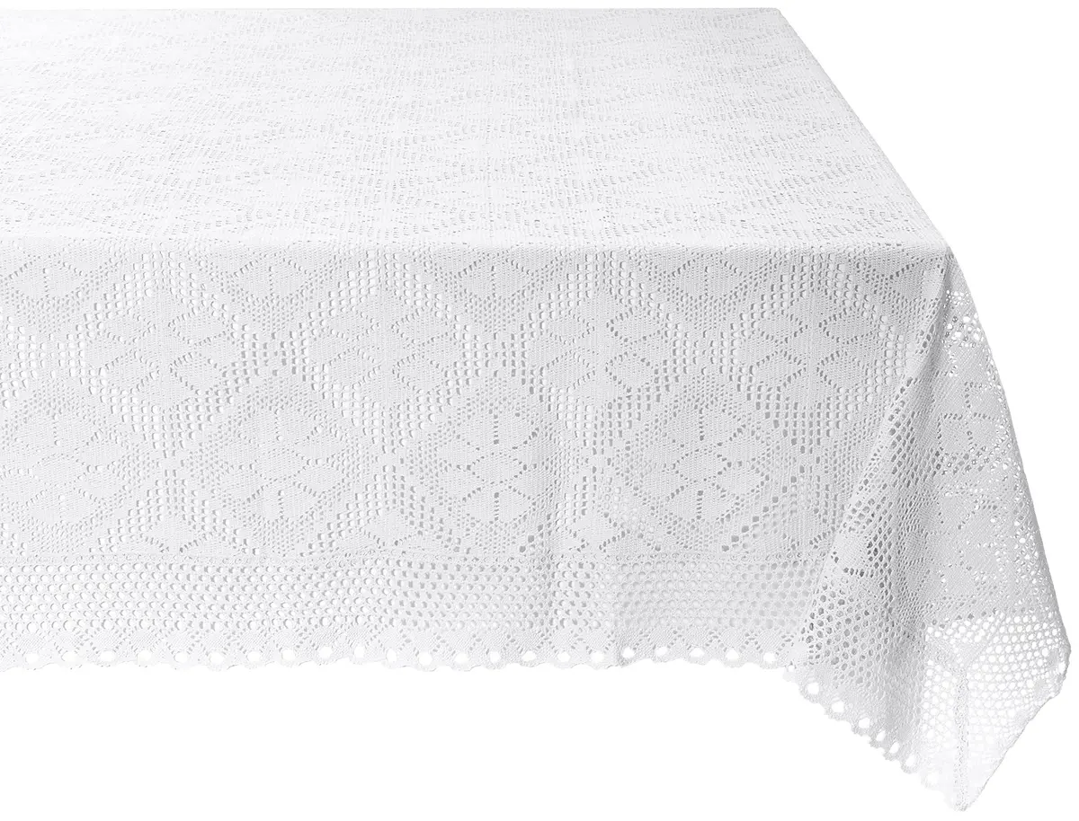 Violet Linen Stars Crochet Vintage Lace Design Tablecloth 60" x 90" | Elegant Vintage Lace for Dining & Decor - main product image