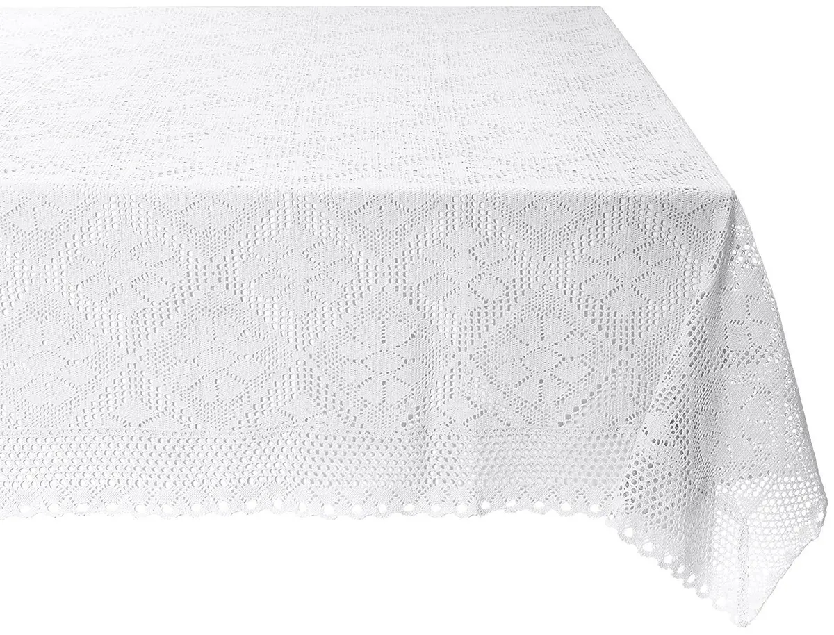 Violet Linen Stars Crochet Vintage Lace Design Tablecloth 60" x 120" | Elegant Lace Pattern, All-Season Cotton Blend (120" x 60") - main product image