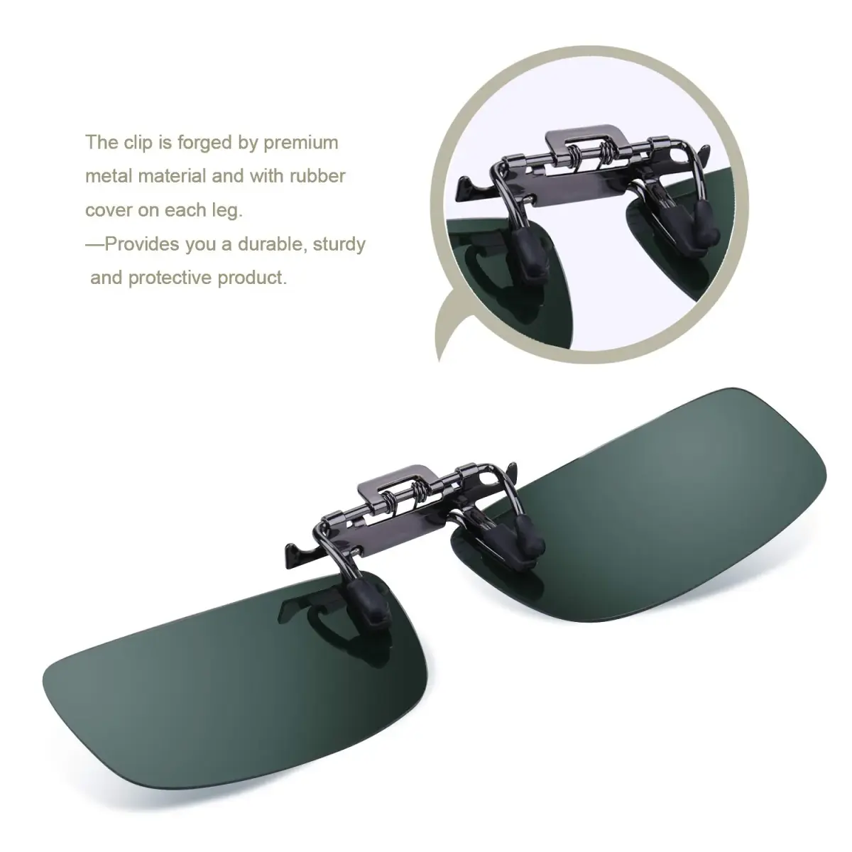 Besgoods Polarized Clip-On Flip Up Sunglasses 60mm (2.36in) | Reduce Glare for Driving & Sports - view 2